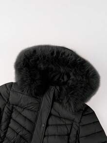 Risissida Fashionable Portable Faux Fur Collar Hooded Women's Jacket, Essential Warm Jacket For Autumn And Winter - Black - View 10