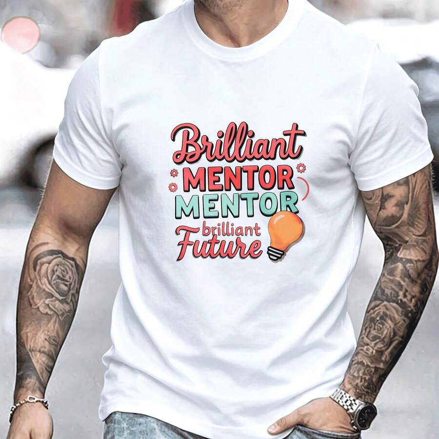 1 Piece Men's T-Shirt With Microphone Design And Lettering, Urban Style For Musicians And Events. Available In Various Colors. - White - View 1