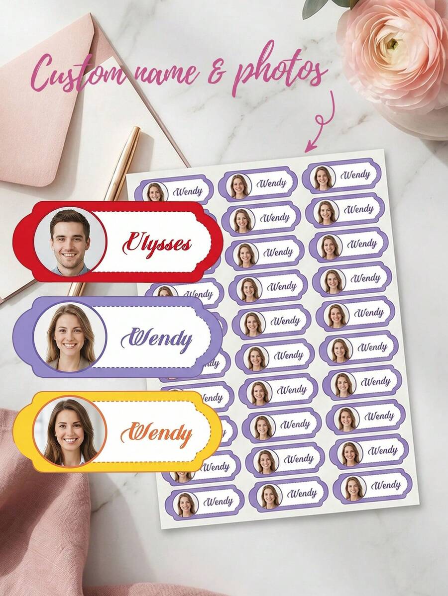 60pcs Personalized Name Stickers, Cartoon Fresh Cute Waterproof Modern Stationery Labels, Back To School Season, Category Stickers, Number Category Stickers, Suitable For Stationery Supplies, Can Be Used For Water Bottles, Lunch Boxes And Personal Items - Multicolor - View 1