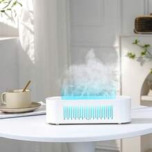 Difusor Aroma Llama Humidificador Vulcan: Difusor Aceites Esenciales 260ml Ultrasilencioso con Luz Llama 7 Colores Humidificador Aromaterapia con Temporizador,para Dormitorio (Blanco) - Ámbar-AB - Ver 1