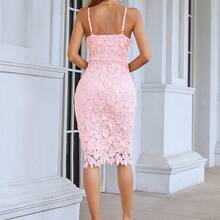 Eilly Bazar Guipure Lace Cami Dress Casual Summer Elegant - Rosa Pálido - Ver 3