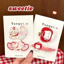 New Cute Pet Kitten Hair Clip For Girls, Versatile Bangs Clip Side Clip, Sweet Broken Hair Duckbill Clip Headgear - 4#廚師熊髮夾 - 查看 4