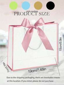 1-5个装横向蝴蝶结牛皮纸袋，带提手，蝴蝶结装饰购物袋，适合日常礼品、服装包装 - 多色 - 查看 7