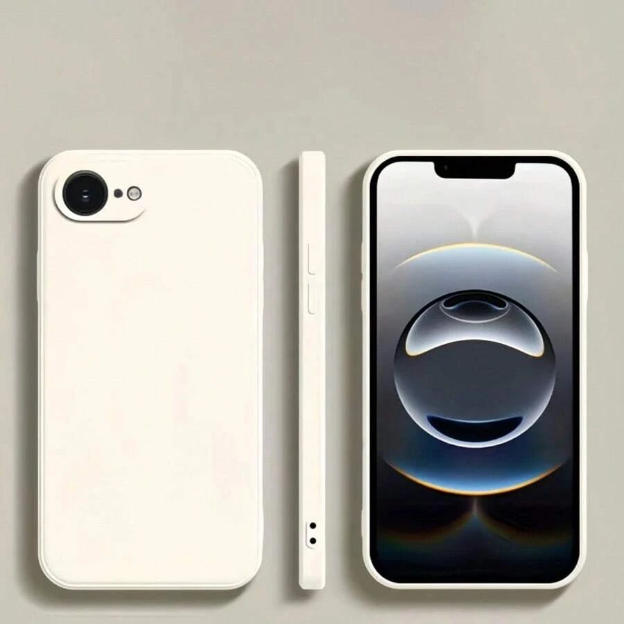 Ốp lưng điện thoại silicon lỏng bảo vệ camera cho iPhone 17E 16E 15 14 13 12 11 Pro Max 13 Mini XR X 8 7 6 Plus, Thiết kế sang trọng - Trắng cổ - Xem 1