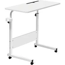 GRANDMA SHARK 80 * 40 Cm Laptop Table For Sofa Or Bed, Laptop Desk, Standing Height Adjustable Computer Desk, Portable Side Table, Bed Table, Sofa Table (White) - 80 * 40 cm - White - View 1
