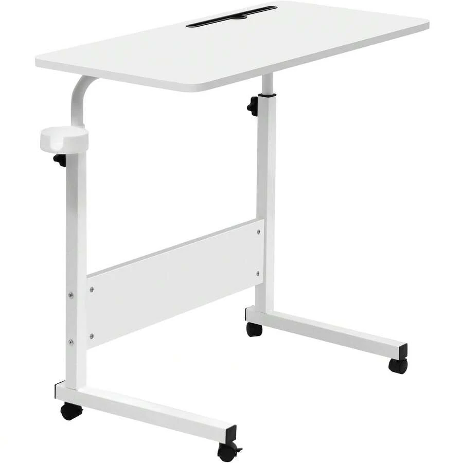GRANDMA SHARK 80 * 40 Cm Laptop Table For Sofa Or Bed, Laptop Desk, Standing Height Adjustable Computer Desk, Portable Side Table, Bed Table, Sofa Table (White) - 80 * 40 cm - White - View 1