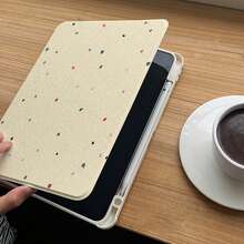 Funda protectora plana giratoria con salpicaduras de tinta de colores 2025 compatible con iPad 10, 11 con ranura para lápiz, rotación de 360 grados, cubierta protectora acrílica linda compatible con iPad Air 7/5/6, 9ª generación 10.2 pulgadas - Amarillo - Ver 6