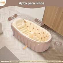 Bañera Inflable Para NiñosDucha Portátil De Viaje Con Bomba De Aire Integrada Y Soporte Para La Espalda Antideslizante Inflar Desinflar Y Plegar. Caqui-cabeza de oso 169745531 - Caquicabeza de oso - Ver 5