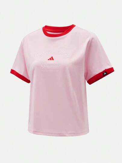  Áo thun ngắn tay không cổ Adidas VERBIAGE 2 Q2 mùa hè dành cho nữ, chất liệu cotton nguyên chất, mã TKB7195