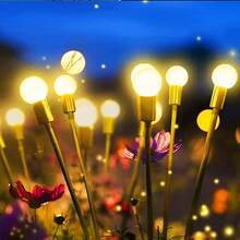 1个/2个 6LED/8LED/10LED 太阳能萤火虫地插灯，户外路径灯，太阳能供电，防水花园灯，适用于庭院、露台、走道、露营、节日、婚礼、派对装饰 - 彩色 - 查看 3