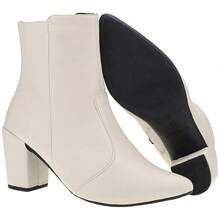 Women's Ankle Boot With Pointed Toe, High Block Heel (7.5cm), Comfortable, Casual, Classic, Elegant. - 香檳色 - 查看 3