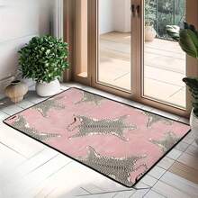 Light Pink Base Simple Cheetah Animal Print Polyester Fiber Carpet Casual Reception Living Room Sofa Anti Slip Mat Soft Cream Style Home Furnishing Gentle Aesthetic Floor Ornament For Adult Young Women Home Decor Piece - Multicolor - View 7