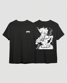 Unisex Vocaloid Kasane  T-Shirt, Aesthetic Anime, The Fake Diva, Japanese Urban Style - 黑色 - 查看 4
