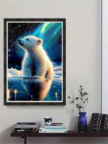 1 Set Diamond Painting Kit - Full Drill Round Diamonds, Art Painting Of Polar Bear Cubs Under Aurora, Suitable For Beginners, Perfect For Home And Office Decor, Excellent Holiday Gift - 圓鑽 - 查看 4