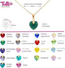 Tutti Joyería Artesanal Collar Piedra del Mes Birthstone Necklace Regalo Cumpleaños Cristal Austriaco - Agua - Ver 7