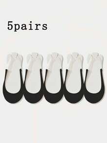 5 pares de calcetines invisibles sin mostrar para mujer, calcetines ocultos ultradelgados de seda de hielo antideslizantes con correa para el talón, cubiertas invisibles para los pies para bailarinas, tacones y mocasines - Multicolor - Ver 4