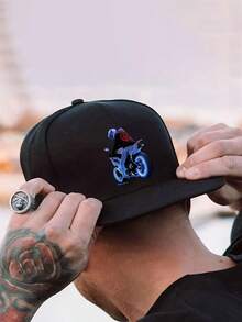 1pc/2pcs Motorcycle Graphic Print Unisex Baseball Cap And Crossbody Bag Set, Street Fashion Outdoor Sports Adjustable Flat Brim Cap And Shoulder Bag, Gift For Friends And Anniversary,Holiday,Travel - 彩色 - 查看 2
