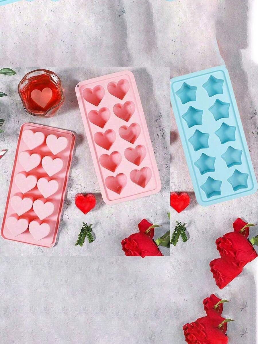 1件10格心形矽膠模具，柔軟手工模具，適用於製作巧克力、布丁、果凍與糖果，適合冰箱、廚房與托盤使用，易拆卸且可重複使用，適合節日送禮給家人及返校季