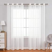 1 pieza Cortina traslúcida de unicolor y luz suave y difusa, versátil para múltiples escenarios - Blanco - Ver 2