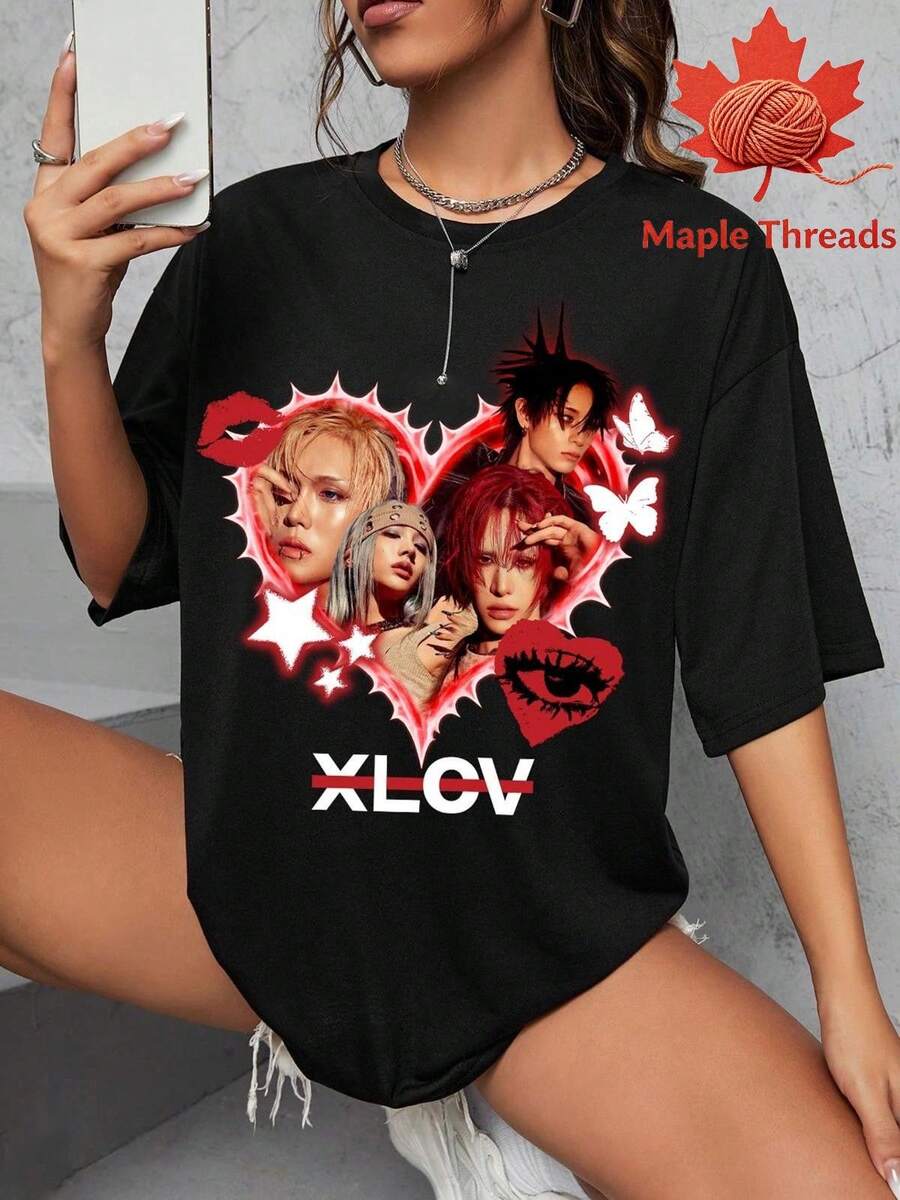 XLOV K Pop T-Shirt, Xlov UXLXVE Album Shirt, Xlov Rizz Shirt, Xlov LATAM Tour Shirt, Xlov Merch Gift For Fans, K Pop Hoodie Mother's Day - 黑色 - 查看 1