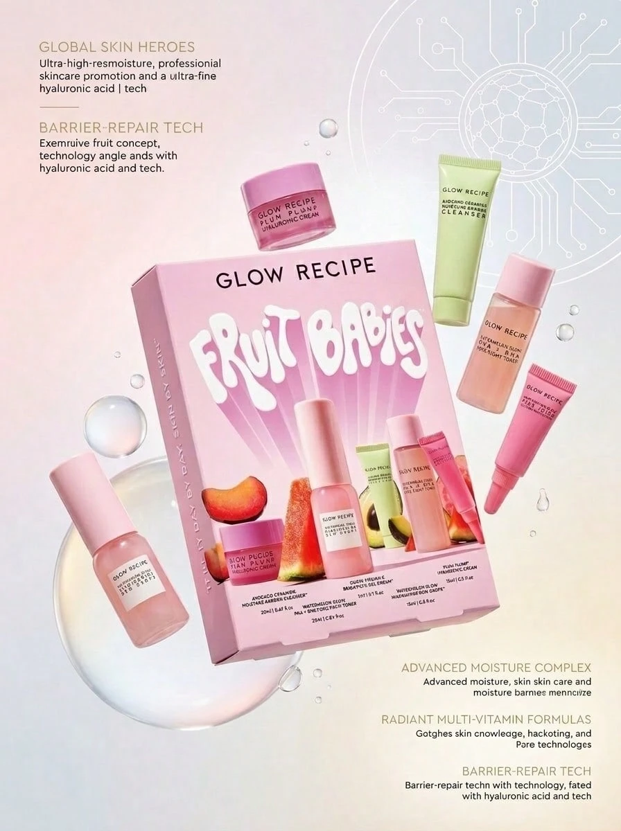 Fruit Babies 女士五件套（洁面乳 20毫升 + BHA 爽肤水 15毫升 + 眼霜 25毫升 + 玻尿酸面霜 25毫升 + 烟酰胺精华露 3毫升） - 彩色 - 查看 1