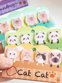 1/6 paquete de Notas adhesivas con forma de animales lindos, Mini tamaño 120 hojas/paquete, papel de notas memorando lindo de mascotas que se puede escribir y pegar, decoración de bordes de libros escolares y de oficina, regalo de regreso a la escuela para estudiantes - Mini animal - Ver 2