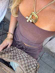 Áo croptop không tay ôm sát, cổ vuông, màu nâu giả lanh dành cho nữ của Look Polly, thích hợp mặc mùa hè. - màu nâu - Xem 9