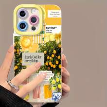 Ilustración de una mujer con limones en Amalfi Positano amarillo.funda de teléfono Fundas compatibles con ,Apple,VIVO,OPPO,,, y Honor.Fabricadas en silicona TPU,ofrecen protección contra golpes y caídas. - Blanco - Ver 2