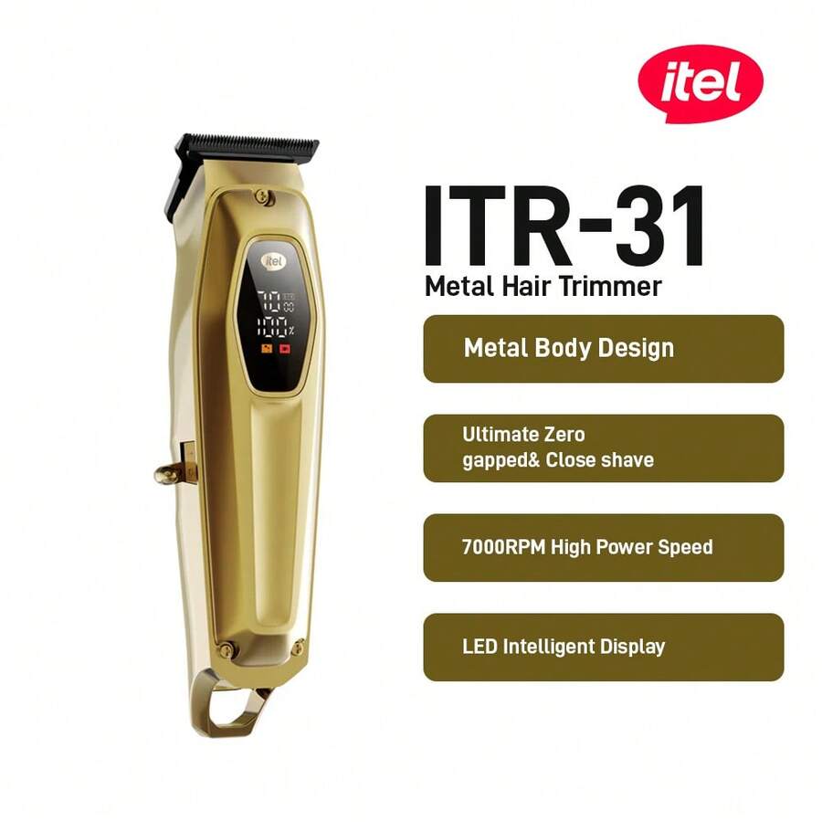 Máy tỉa tóc Itel ITR-31 thân kim loại nguyên khối màu đồng cổ - Lớp hoàn thiện kim loại màu đồng cổ điển, chống trầy xước và chống bám vân tay, được chế tạo như một dụng cụ chăm sóc cá nhân bền bỉ dành cho nam giới. - Xem 1