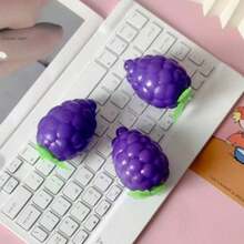 1pc Squishy Portable Realistic Grape Squeeze Toy, Vivid Fruit Shape Cute And Eye-Catching, Made Of High-Quality Durable TPR Soft Rubber, Compact Size Easy To Carry, Designed For Commuters And Outdoor People As A Fun Stress Relief Item, Sticky Soft And Smooth Texture - Multicolor - View 6