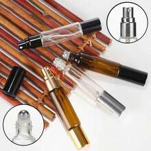 3pcs Luxury 2-In-1 Spray & Rollerball Refillable Bottle, 10ml Capacity Black Portable Cosmetic Vessel, Premium Sealed Leak-Proof Structure, Accurate Dosage Management, Minimalist Stylish Look, Versatile Daily, Travel And Dating Essential - 黑色 - 查看 1