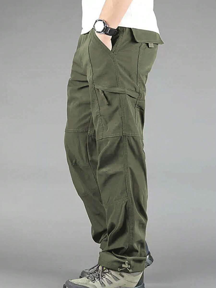 Pantalones de combate como pantalones de entrenamiento pantalones de trabajo de bolsillo múltiple pantalones de trabajo resistentes al desgaste y a los arañazos pantalones de trabajo para viajar al aire libre - Verde militar - Ver 1