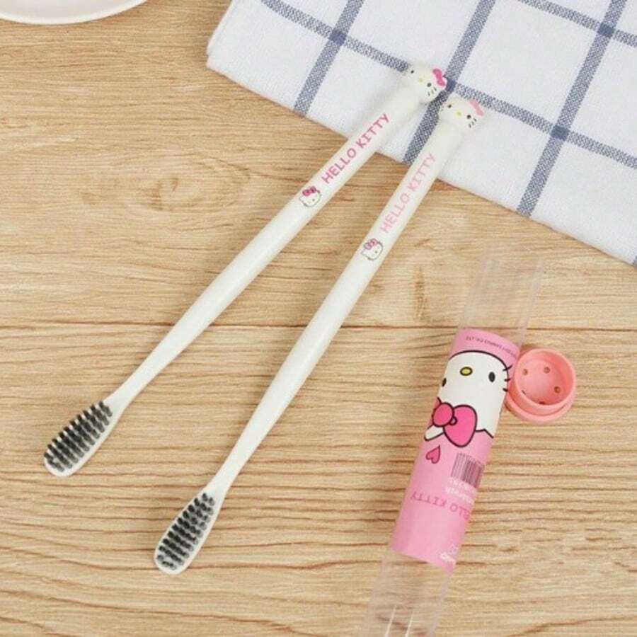 Cute Sanrio Kitty Cinnamoroll Soft Bristle Toothbrush, Household Adult Student Cartoon Toothbrush Deep Clean Teeth Soft Manual Toothbrush - Multicolor - View 1