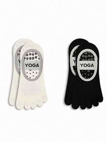 1/2/3 Pairs Women Five Fingers Yoga Socks, Thin Professional Anti-Slip Indoor Sport Dance Pilates Ankle Socks, Fall - Multicolor - View 20