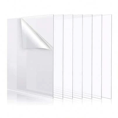 8" X 12" Clear Acrylic Sheet Plexiglass Plastic Sheet For Crafts Transparent Acrylic Board With Protective Paper For Craft, Windows, Frame, DIY Display Projects, Pack Of 2