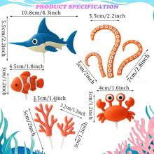 8pcs Shark Cake Decorations, Shark Birthday Cake, Cupcake Decorations, Mini Shark Ocean Animal Cake Toppers, Suitable For Underwater Shark Themed Birthday, Gender Reveal Party, Picnic And More - Multicolor - View 7