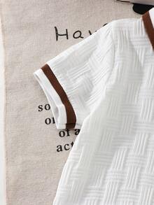 2pcs/Set Young BoyCute Pony Embroidery Polo Collar Short Sleeve T-Shirt And Casual Shorts Set, Summer - Coffee Brown - View 5