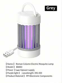 New Convenient UV Mosquito Repellent Lamp, Silent Indoor Insect Repellent Lamp, Dual Power Mode (USB Powered), UV Light, White Cylindrical Design, Physical Mosquito Repellent, Household Insect Control, Efficient Insect Killer - Multicolor - View 7