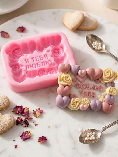 1pc Heart-Shaped Rose Flower Cake Topper, Suitable For Valentine's Day, Wedding Anniversary, Decoration For Cakes, Chocolates And Candies