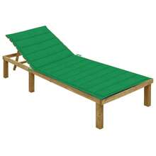 vidaXL Chaise longue avec coussin vert Bois de pin imprégné - A - Voir 1