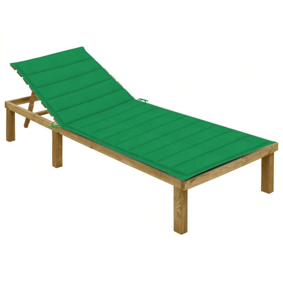 vidaXL Chaise longue avec coussin vert Bois de pin imprégné - A - Voir 1