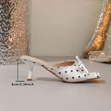 女士方头白色缎面波西米亚休闲基本款复古时尚派对学院风优雅领结假日婚礼派对办公室居家户外夏季 - 白色 - 查看 2