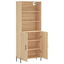 vidaXL Buffet haut Chêne sonoma 69,5x34x180 cm Bois d'ingénierie - Tabac - Voir 4