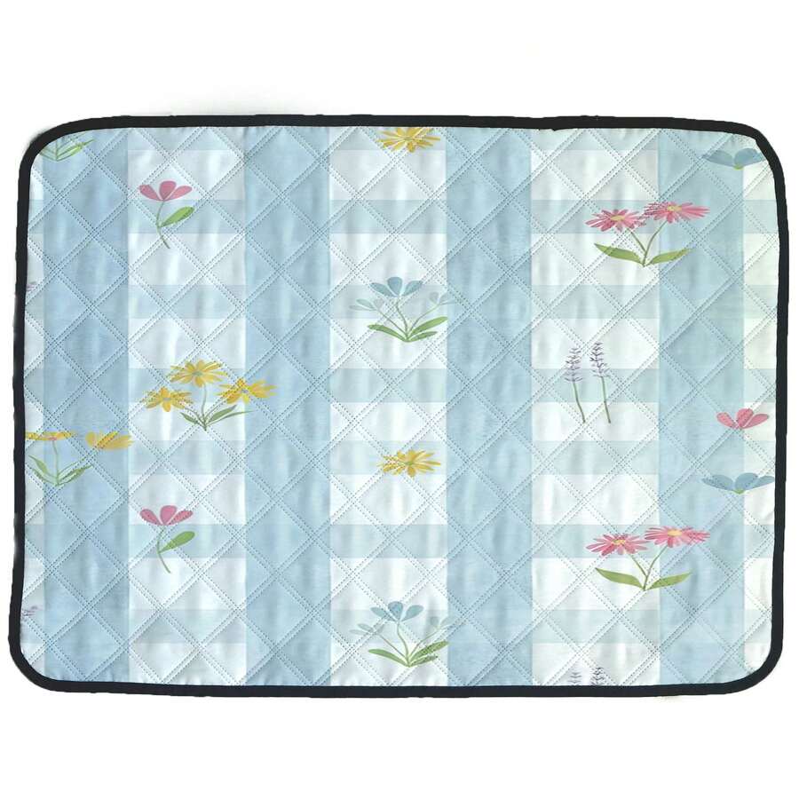 1pc Blue Plaid Floral Pattern Pet Mat Dog Bed Mat Home Pet Mat Machine Washable All Seasons Easy To Clean - Multicolor - View 1