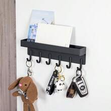 Móc treo chìa khóa không cần khoan, giá treo chìa khóa gắn tường cho lối vào, giá đựng đồ đa năng. - màu đen - Xem 1