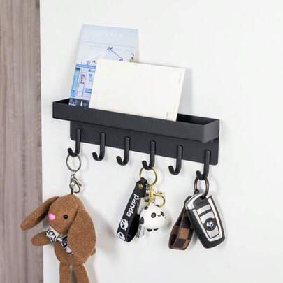 No Drill Keychain Holder Hook, Wall Mounted Entryway Key Rack, Multi-Function Storage Organizer