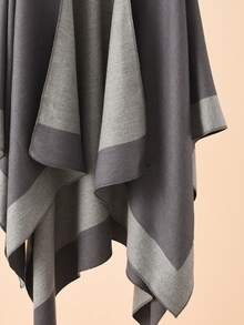 Women's Casual Vacation Style Color Block Poncho,Accessories,Beach Towel - Dark Grey - View 2