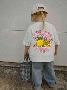 Modern Minimalist T-Shirt For Young Girl, Casual, Elegant, Comfortable, Simple, Fashionable, With Floral, Letter And Star Print, Short Sleeve, For Spring, Summer, School, Campus, Summer Vacation At University. - 白色 5 - 查看 7