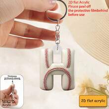 Llavero acrílico con diseño plano 2D de letra de béisbol, llavero y regalo de jugador y fanático de béisbol, colgante de bolso, decoración de llaves, regalo perfecto - Llavero con letras de béisbol - Ver 17