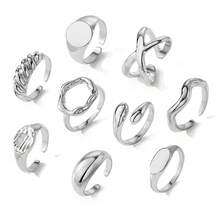 VKME Bộ 9 chiếc nhẫn rỗng bằng kim loại, chất liệu tương thích, kiểu dáng sang trọng nhẹ nhàng, họa tiết xoắn ốc hình lòng bàn tay. - XH92823424-25 - Xem 13